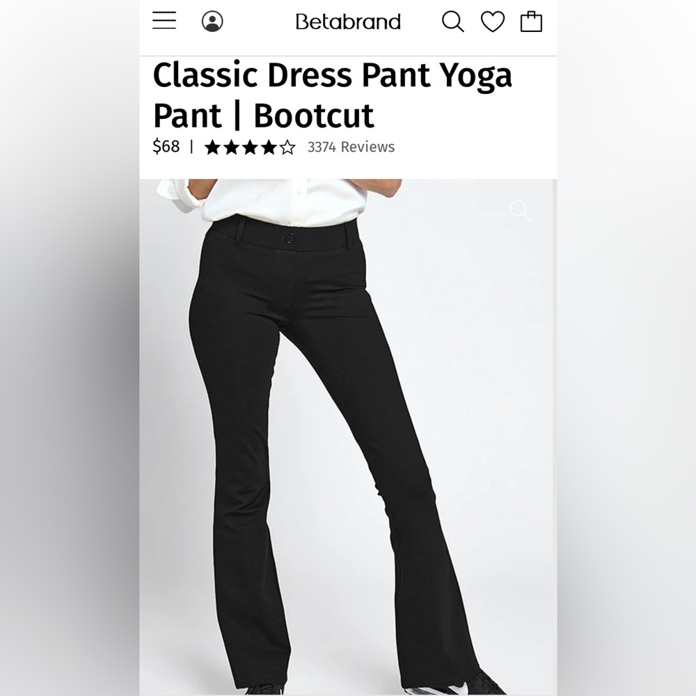 Betabrand boot cut pants (Black, S petite)